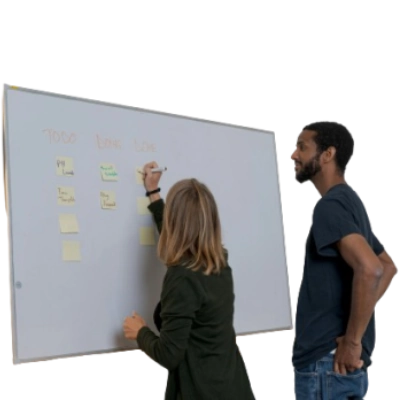 Man and woman working on whiteboard