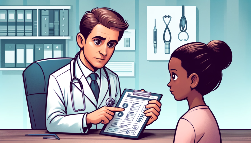 Doctor explaining diagnosis to child